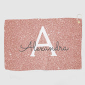 Roze roze roodbruin glitter & Sparkle Monogram Naa Golfhanddoek (Horizontaal)