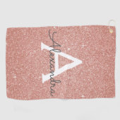 Roze roze roodbruin glitter & Sparkle Monogram Naa Golfhanddoek (Horizontaal)