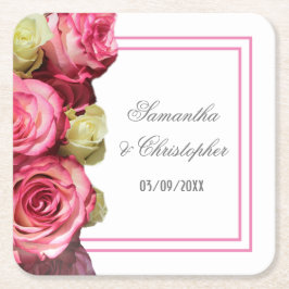 Roze roze roodbruin vierkante kartonnen onderzetter