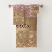 Roze roze roodbruine druppels Aangepaste naam Bad Handdoek (Insitu)