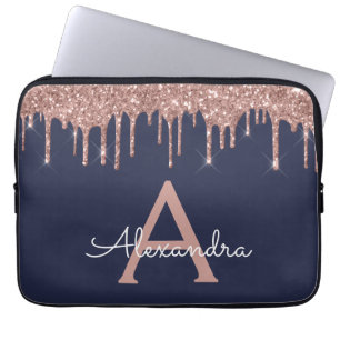 Roze roze roodbruine marineblauw glitter Sparkle M Laptop Sleeve