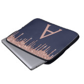 Roze roze roodbruine marineblauw glitter Sparkle M Laptop Sleeve (Voorkant onderkant)