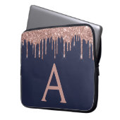 Roze roze roodbruine marineblauw glitter Sparkle M Laptop Sleeve (Voorkant Links)