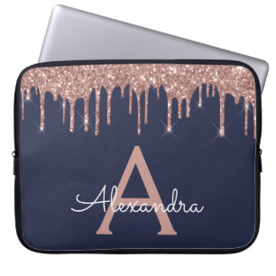 Roze roze roodbruine marineblauw glitter Sparkle M Laptop Sleeve