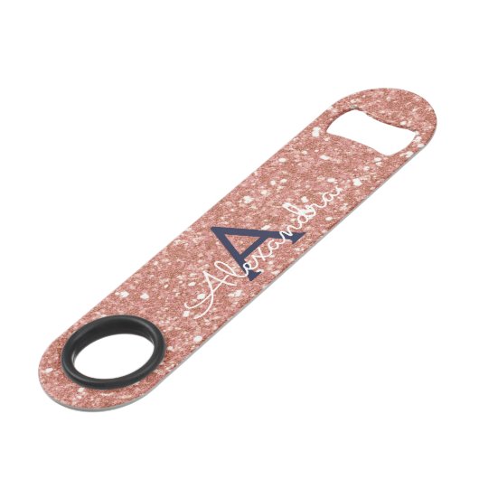 Roze roze roodbruine marineblauw glitter Sparkle M Speed Flessenopener (Achterkant Gekanteld)