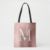 Roze roze roodbruine monogram geborsteld metaal sc draagtas (Voorkant)