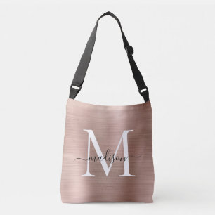 Roze roze roodbruine monogram grafisch geborsteld  crossbody tas