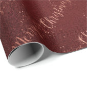 Roze roze roodroodbruine kerstscript cadeaupapier (Rol Hoek)