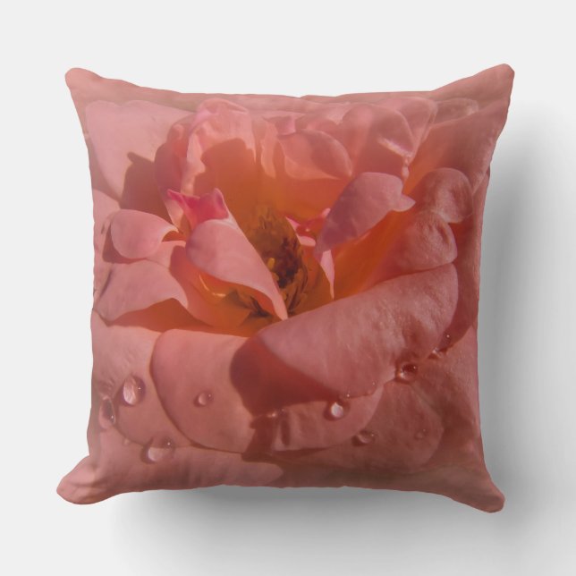 Roze roze roos kussen (Voorkant)
