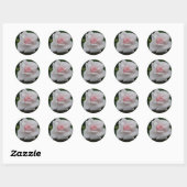 Roze roze roos ronde sticker (Vel)