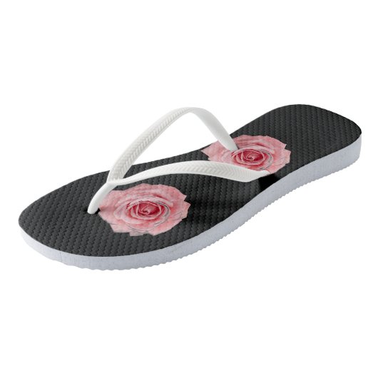 Roze roze roos  teenslippers (Schuin)