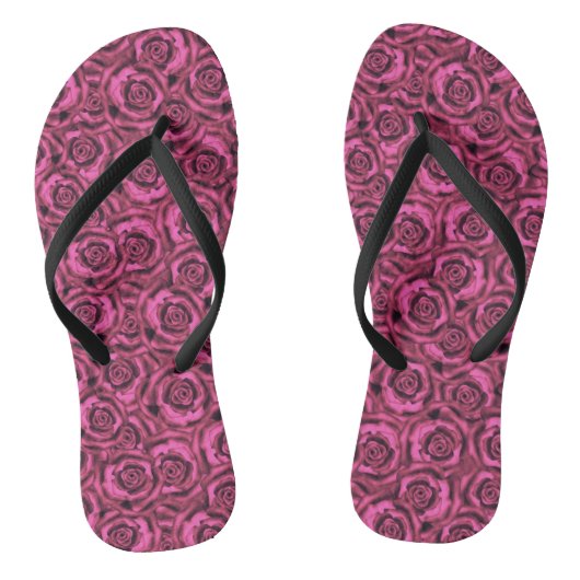 Roze roze roos teenslippers (Voetbed)