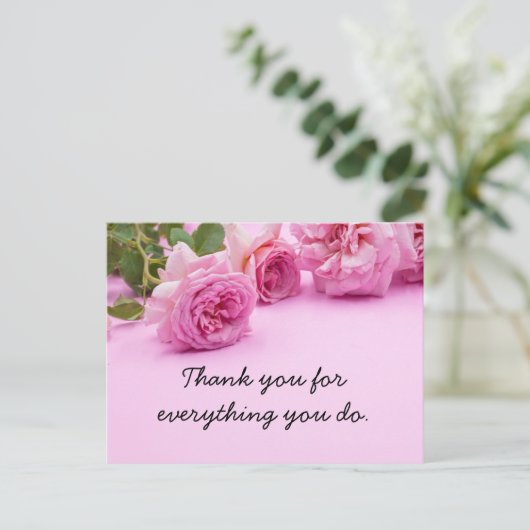 Roze roze roze achtergrond bedankt briefkaart (Staand voorkant)