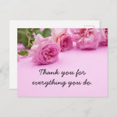 Roze roze roze achtergrond bedankt briefkaart (Voorkant / Achterkant)