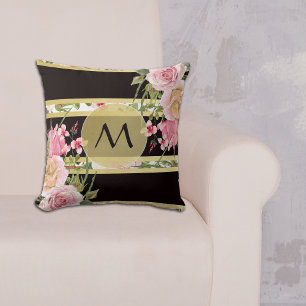 Roze roze roze band monogram kussen