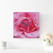 Roze roze roze bladen vierkante klok (Huis)