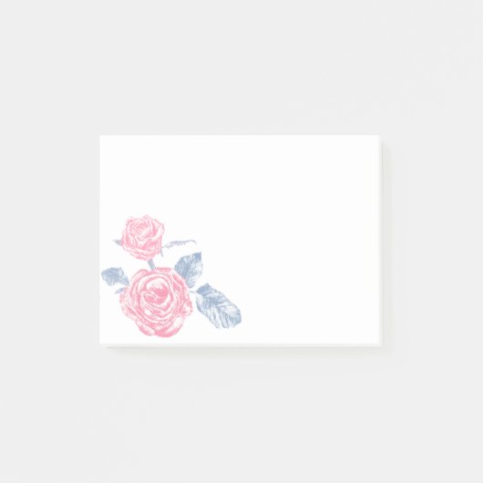 Roze roze roze bloemen in de kunstpost post-it® notes (Voorkant)