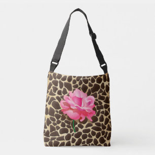  roze roze roze bruin en gouden dierlijke afdrukke crossbody tas