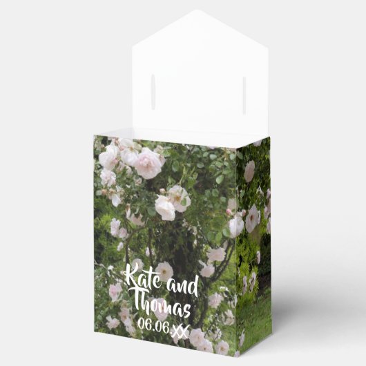 Roze roze roze bruine bruiloft bedankdoosjes (Geopend)