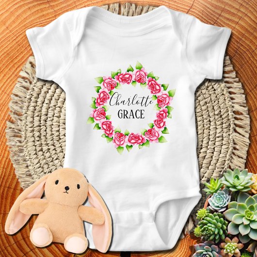 Roze Roze Roze Gepersonaliseerde Naam Romper