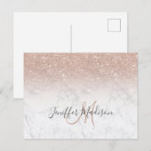 Roze roze roze goud glitter witte marmer Gepersona Briefkaart (Voorkant / Achterkant)