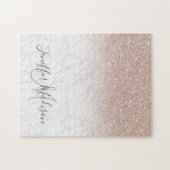 Roze roze roze goud glitter witte marmer Gepersona Legpuzzel (Horizontaal)