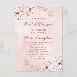 Roze Roze & Roze Gouden Folie Bruiloft Bridal Show Kaart
