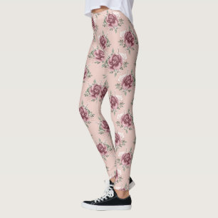 Roze roze roze goudgroene bohemen bloemen leggings
