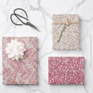 Roze roze roze kreeft Glitter Glitz Tropische Blad Inpakpapier Vel