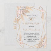 Roze roze roze orchidee pampas grass 50th Birthday Kaart (Voorkant / Achterkant)