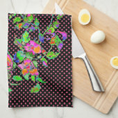 Roze roze/roze polka-stippen Theedoek (Quarter Fold)