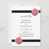 Roze roze roze ribbon bruiloft bespaart datum save the date (Voorkant)