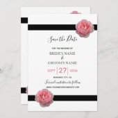 Roze roze roze ribbon bruiloft bespaart datum save the date (Voorkant / Achterkant)