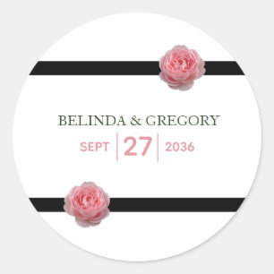 Roze roze roze ribbon bruiloft ronde sticker
