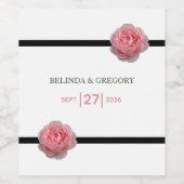 Roze roze roze ribbon bruiloft wijn etiket (Enkel label)