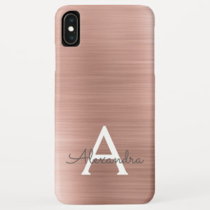 Roze roze roze roestvrij stalen monogram iPhone XS max hoesje