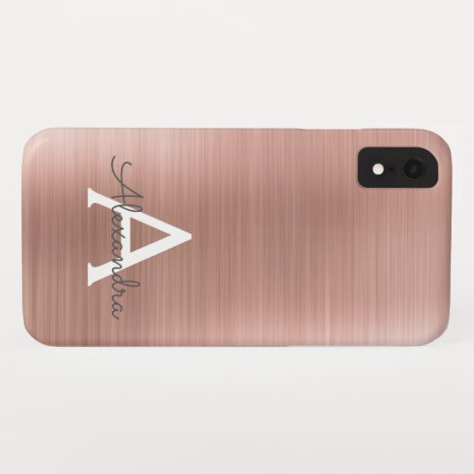 Roze roze roze roestvrij stalen monogram Case-Mate iPhone case (Achterkant (horizontaal))