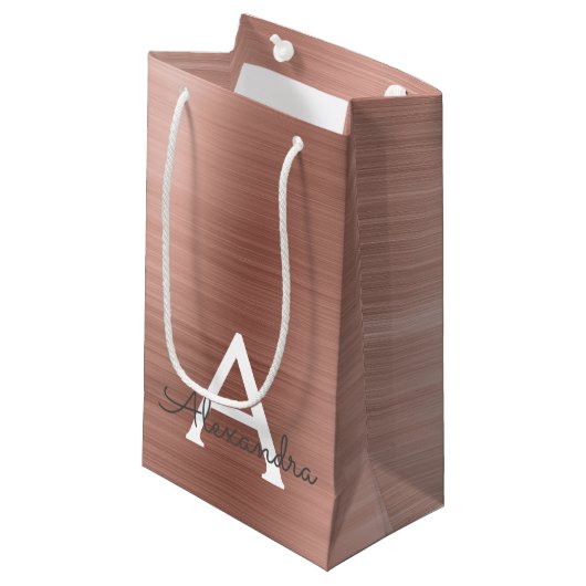 Roze roze roze roestvrij stalen monogram klein cadeauzakje (Voorkant Gekanteld)