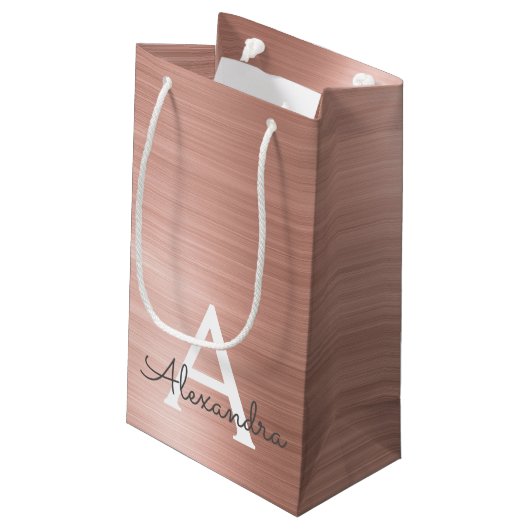 Roze roze roze roestvrij stalen monogram klein cadeauzakje (Achterkant Gekanteld)