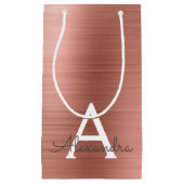 Roze roze roze roestvrij stalen monogram klein cadeauzakje (Voorkant)