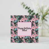  Roze roze roze roodroze patroon dames Naam Kaart (Staand voorkant)