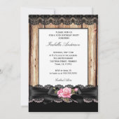 Roze roze roze roze roze roos Zwarte Lace boog 50e Kaart (Achterkant)