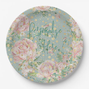 Roze roze roze roze roze stip goud blauwgroen eleg papieren bordje