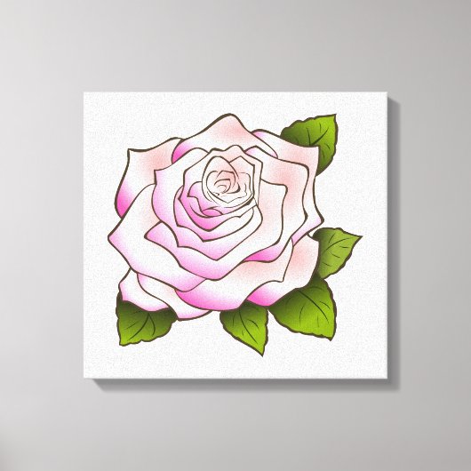 roze roze roze roze tekening wit gerasterd canvas afdruk (Voorkant)