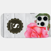 Roze roze roze rozen grijze houtextuur Case-Mate iPhone case (Achterkant (horizontaal))