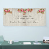 Roze Roze Roze Rustic Wedding Gray Barn Wood Banne Spandoek (Beurs)