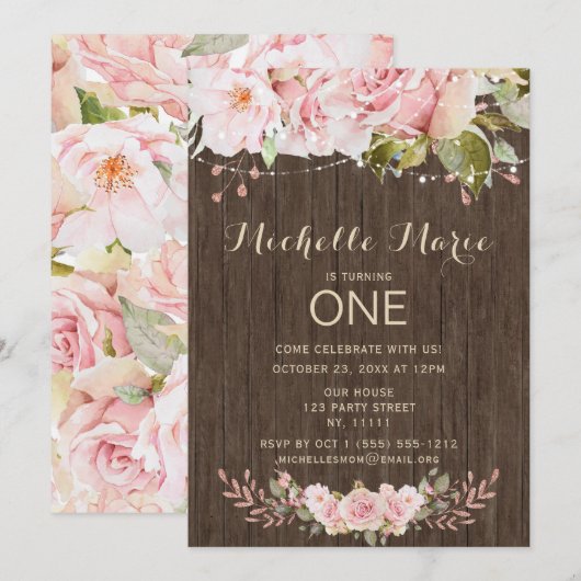 Roze Roze Roze Rustige Lichten Eerste Dag Kaart (Voorkant / Achterkant)