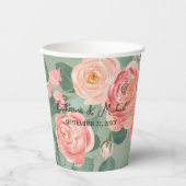 Roze roze roze Waterverf Borden groenboek Papieren Bekers (Voorkant)