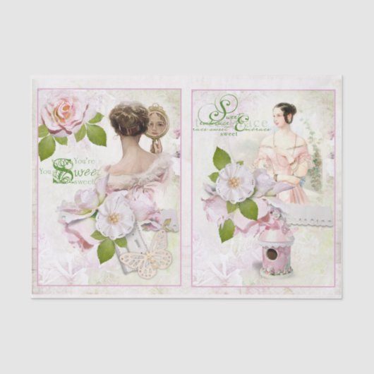  roze roze roze witte ontvlechting tissuepapier (Voorkant)