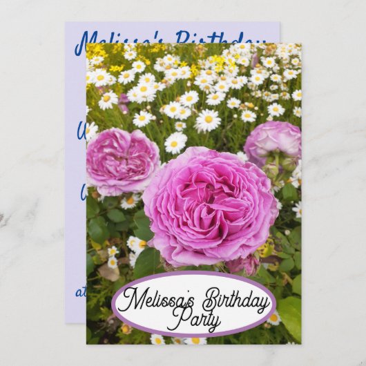 Roze Roze Rozen Bloem meisjes Kaart (Voorkant / Achterkant)